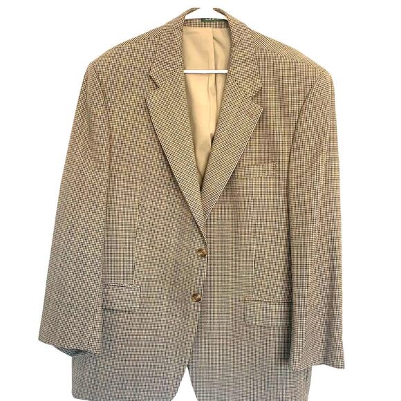 Lauren Ralph Lauren Wool Sport Coat Blazer 46R Brown Mens Dark Academia 2 Button - Picture 1 of 11